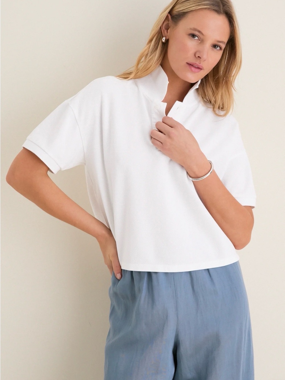 NWT Tuckernuck White Pique Holmes Boyfriend Polo Size Medium